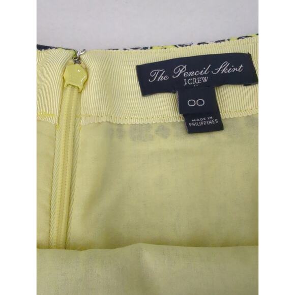J.Crew Pencil Skirt Black Yellow White Geometric Print Lined Juniors Size 00 - Picture 3 of 11